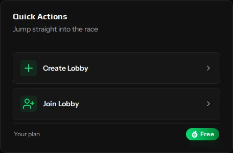 Tlačítka Vytvořit lobby a Připojit se do lobby na přehledu Rorzone